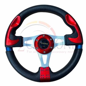 Momo Steering Wheel 12 inch - BLACK and Red with Hub