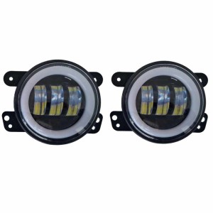 BadBad 4 inch White Ring DRL Fog Light Round White & Yellow Light LED Fog Light Assembly Fog Lamp Compatible with All Cars