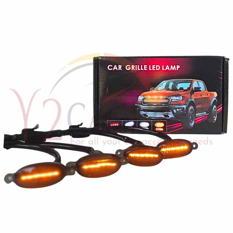 Car Front Grill Light Universal 4 PCS Smoke Shell Compatible With All Cars