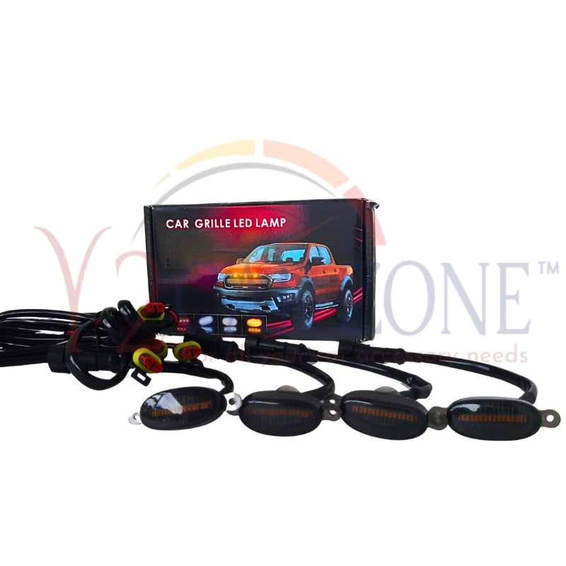 Car Front Grill Light Universal 4 PCS Smoke Shell Compatible With All Cars