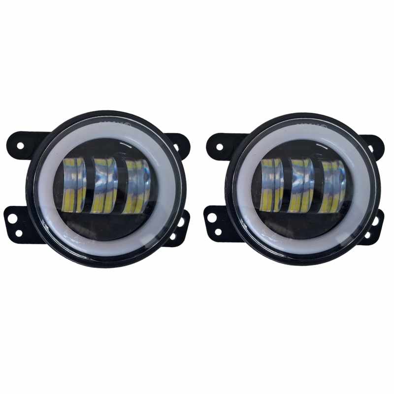 BadBad 4 inch White Ring DRL Fog Light Round White & Yellow Light LED Fog Light Assembly Fog Lamp Compatible with All Cars
