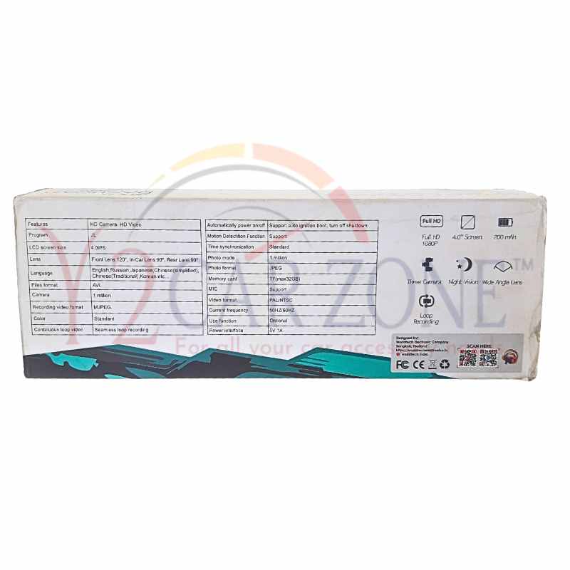 WorldTech 4Inch Dashcam WT-478DV/24 Smart DVR