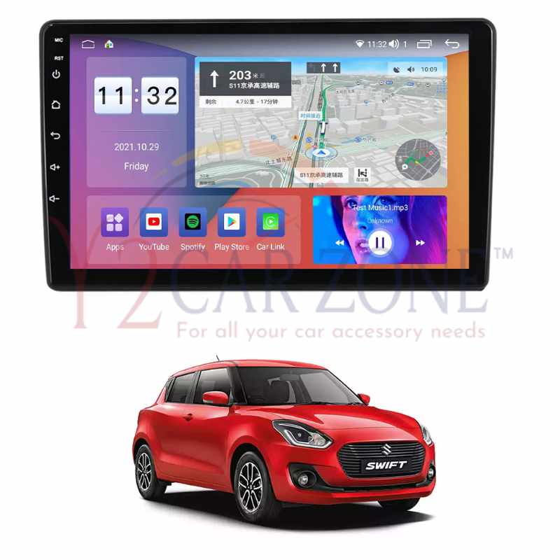 Android Combo for Maruti Swift 2018 to 2022 9 Inch Touch Screen with Reverse Camera and Frame 1 Year Warranty included