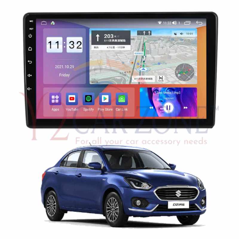 Android Combo for Maruti Dzire 2018 to 2022 9 Inch Touch Screen with Reverse Camera and Frame 1 Year Warranty included